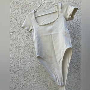 White textured bodysuit